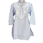 Women Embroidered Pure Cotton white short Kurti