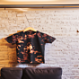 Stylish Tie-Dye T-Shirt in Black and Burnt Orange - 100% Cotton Bio Wash Crew Neck