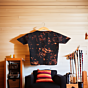 Stylish Tie-Dye T-Shirt in Black and Burnt Orange - 100% Cotton Bio Wash Crew Neck