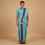 Handwoven Sambalpuri Cotton Dhoti Gamucha Joda Set|Turquoise