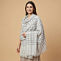 Handwoven Kullu Wool Checkered Stole | White and Grey