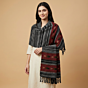 Handwoven Kullu Woollen Stole with Teen Patti Kingri Design | Black 