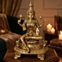 Handcrafted Brass Goddess Lakshmi Idol | 6.7 x 4.3 x 9.8 Inches
