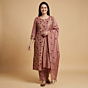 Khadi Cotton Embroidered Unstitched Suit Piece Set | Rose Pink