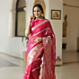 Handloom Banarasi Organza Mix Saree | Pink