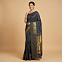 Handloom Kanchipuram Silk Saree | Charcoal Black