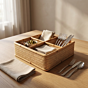 Handwoven Cane Square Serving Tray | 12.5 x 12.5 x 4 Inches