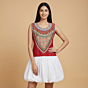 Hand-Embroidered Cotton Balloon Dress | Deep Red | XL