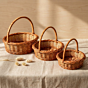 Handcrafted Cane Round Pooja Baskets | Set of 3