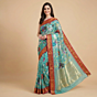 Handcrafted Ponduru Khadi Jamdani Saree| Sea Green