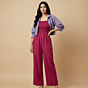 Handloom Cotton Jumpsuit With Coat | Magenta | XL