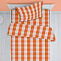 Pure Cotton Handloom Checkered Bedsheet | Orange