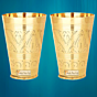 Prisha India Craft Pure Brass Mughlai Style Embossed Designer Glass Tumblers  Drinkware & Serveware  Capacity 250 ML  Set of 2