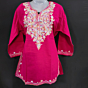 Embroidered Pure Cotton Straight Kurta for Women | Pink