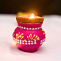 small clay matki, mitti pot for pooja, handmade clay matki, decorative matki India, navratri clay pot, janmashtami matki décor, handmade mitti kalash, traditional pooja décor, Santarms clay handicrafts