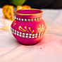 Santarms Small Clay Matki eco friendly mitti pot with mirror work best for festivals décor and gifting Made in India handmade and traditional