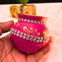 Santarms Small Clay Matki eco friendly mitti pot with mirror work best for festivals décor and gifting Made in India handmade and traditional