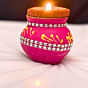 small clay matki, mitti pot for pooja, handmade clay matki, decorative matki India, navratri clay pot, janmashtami matki décor, handmade mitti kalash, traditional pooja décor, Santarms clay handicrafts