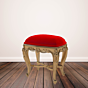 Hand Carved Teak Wood Stool Golden Finish