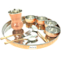 Handcrafted Copper Dinner Thali Set for 2