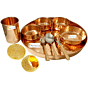 Handcrafted Copper Hammered Dinner Thali Set for 2