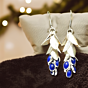 Blue  Silver Drop Earrings 
