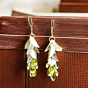 Silver Drop Earrings Green