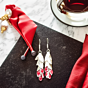 Silver Drop Earrings Maroon