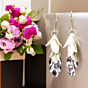 Silver Drop Earrings Purple