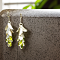 Silver Drop Earrings Green