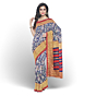 Handloom Printed Saree | Cotton Silk | Blue