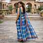 Gamcha saree Sky Blue check pattern