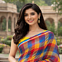 Gamcha saree multi color square check pattern