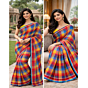 Gamcha saree multi color square check pattern
