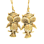 Gold Owl Earrings 