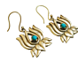 Lotus Flower Gold Earrings with Turquoise Bead