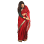 Royal Red Maheshwari Silk Cotton Handloom Saree with Gold and Silver Zari Borders