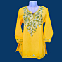 Women Embroidered Pure Cotton yellow short Kurta  