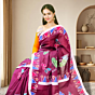 Batik Malmal Cotton Saree | Multi Colour | Purple