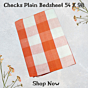 Orange Check Plain Bedsheet