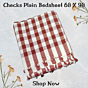 Indian Handloom Brown Check Plain Bedsheet