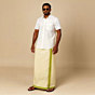 Light Yellow Green Cotton Dhoti