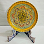 CERAMIC DECORATIVE PLATE WITH KALAMKARI MINIATURE ART & WOODEN STAND