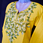 Women Embroidered Pure Cotton yellow short Kurta  