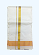 Cream Silk Dhothi with Golden Zari border 