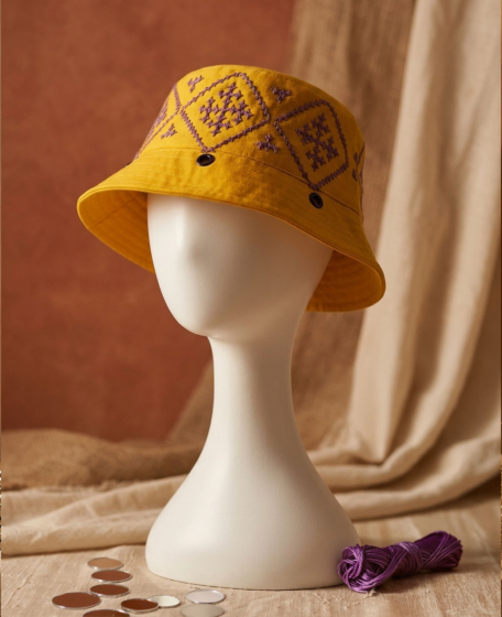 Hand Embroidered Bucket Hat - kutch threadwork