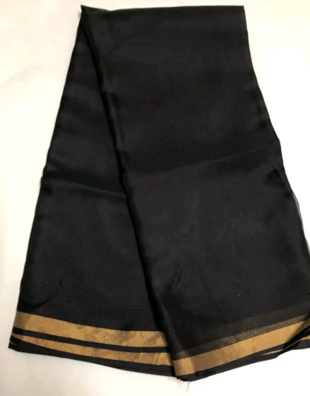 Black Bhagalpuri Kota Doria Saree with Blouse
