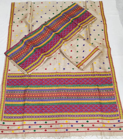 Mekhla Chadar With blouse piece 100% Pure Tussar Silk