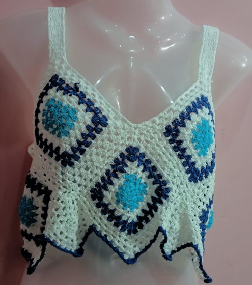 Handwoven Crochet Crop Top | Shades of Blue
