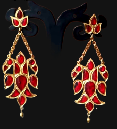 Silver and Gold Plated Jaipuri Earrings